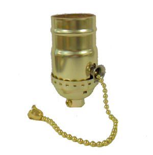 BRASS-PLATED OFF/ON PULL CHAIN SOCKET W/