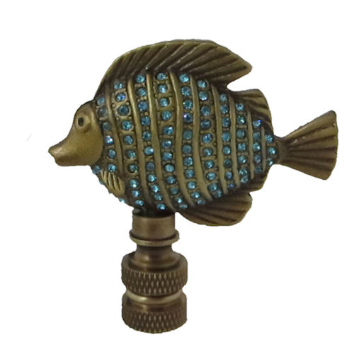 FISH W/ AEGEAN BLUE GLASS LAMP SHADE FINIAL